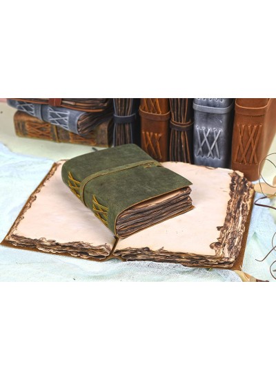Leather Embossed Handmade Journal with Antique Deckle Edges Paper